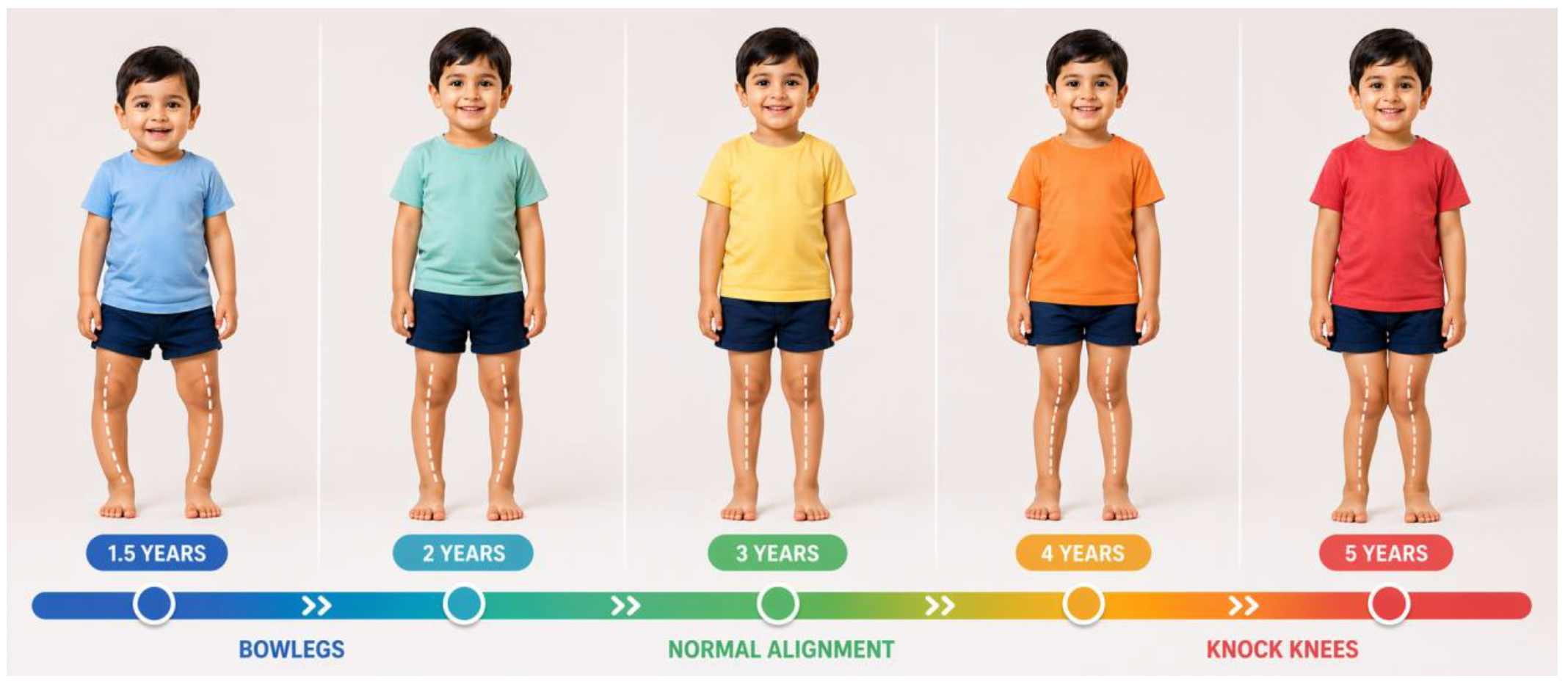Bowlegs, knock knees and flat feet in children