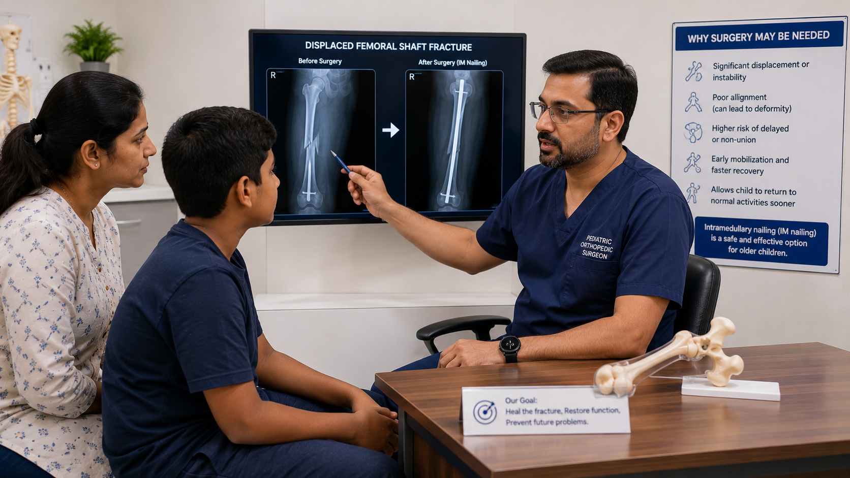 Types of surgery for femur fracture in children