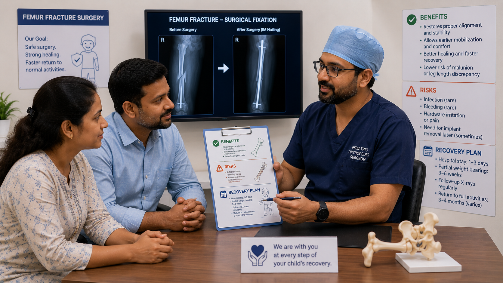 Benefits and risks of surgery for femur fracture in children